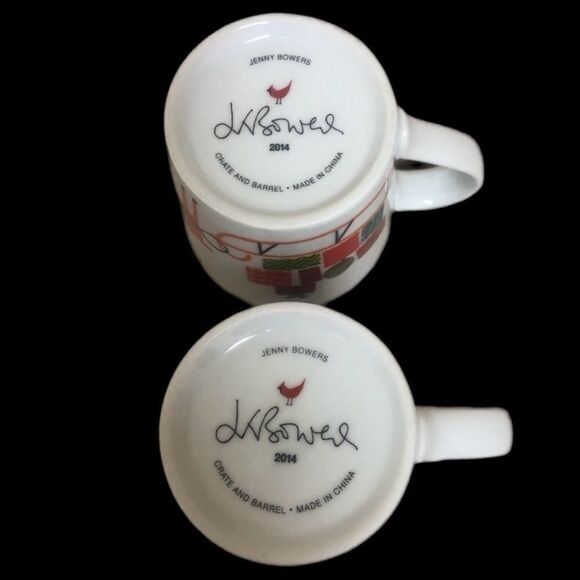 EUC Crate & Barrel 2014 Jen Bowers Christmas mugs - Picture 9 of 10